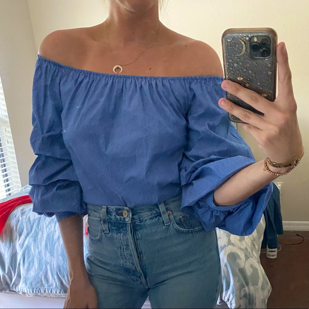 Zara Puff Sleeve Off the Shoulder Top